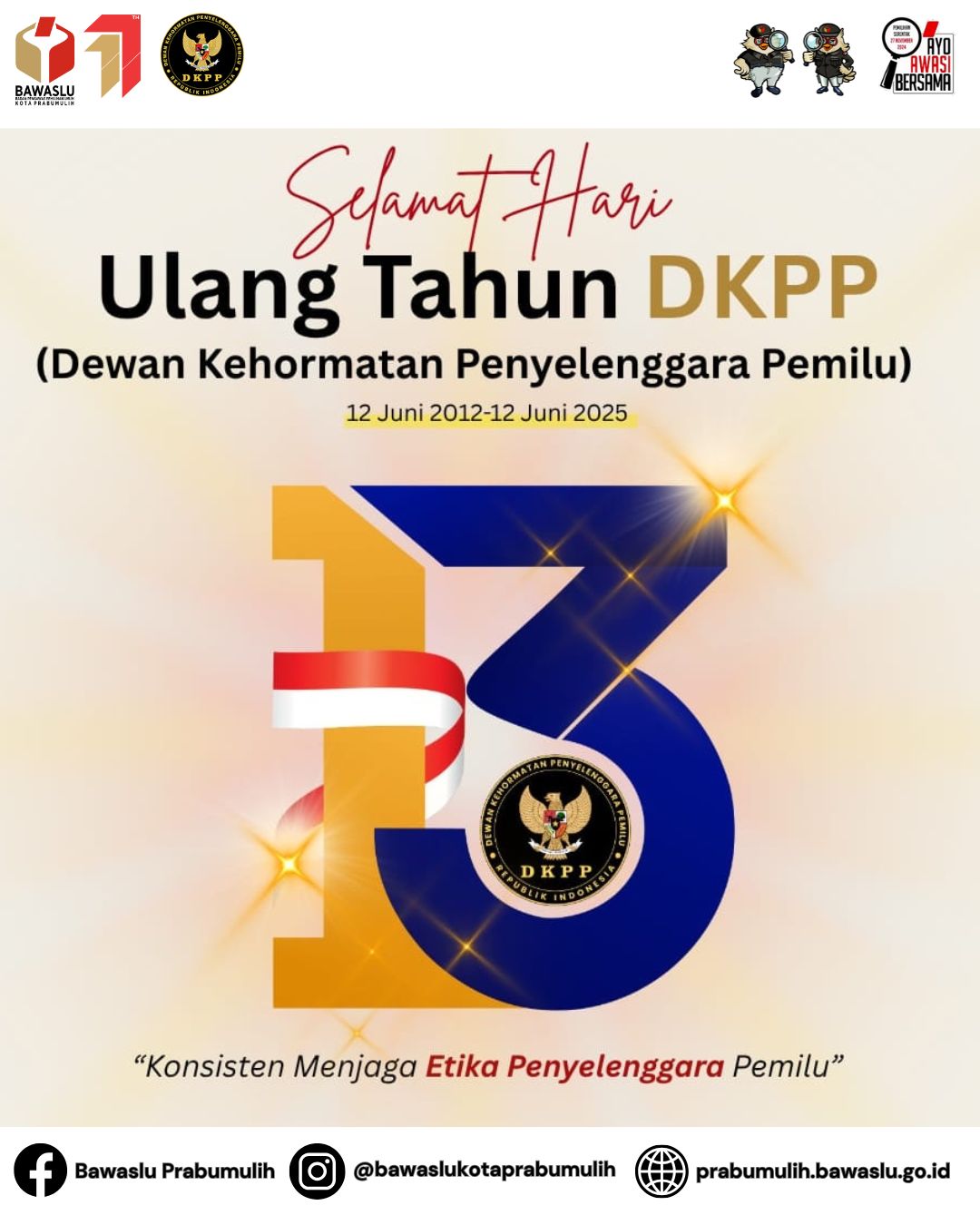 Ketua DKPP Heddy Lugito mengungkapkan, tema HUT ke-11 DKPP adalah “Menjaga Marwah Demokrasi"