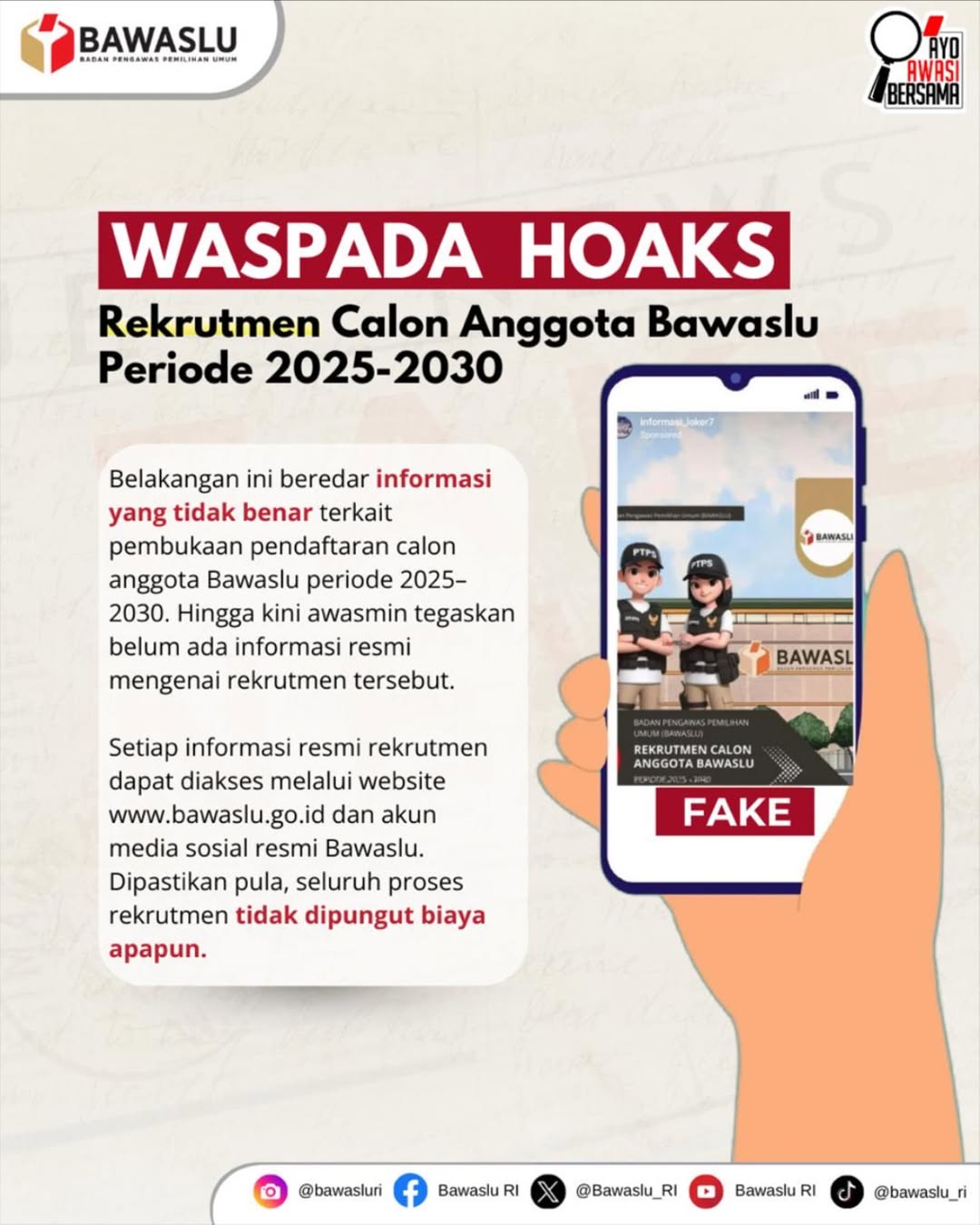 Di era digital saat ini, setiap orang tidak hanya menjadi penerima informasi, tetapi juga dapat menjadi penyebar informasi. Sayangnya, tidak semua informasi yang beredar telah melalui proses verifikasi. Berita bohong, gambar hasil manipulasi, video yang dipotong konteksnya, hingga konten berbasis kecerdasan buatan (artificial intelligence) semakin sulit dibedakan dengan informasi yang benar. Kondisi tersebut menuntut masyarakat untuk memiliki kemampuan berpikir kritis sekaligus meningkatkan literasi digital