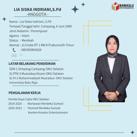 BIODATA ANGGOTA BAWASLU