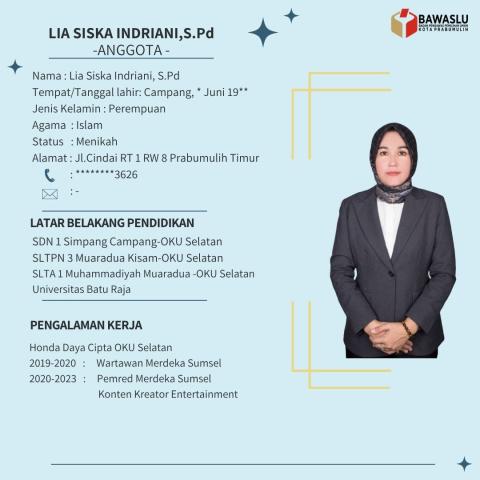 BIODATA ANGGOTA BAWASLU PRABUMULIH