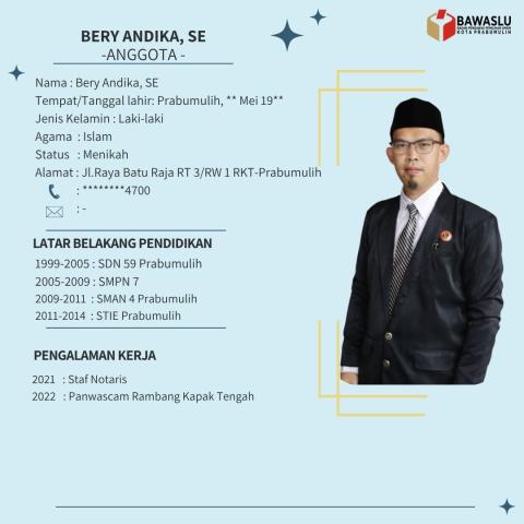 BIODATA ANGGOTA BAWASLU PRABUMULIH